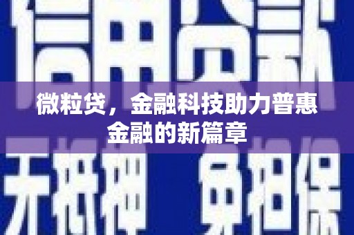 文安微粒贷，金融科技助力普惠金融的新篇章