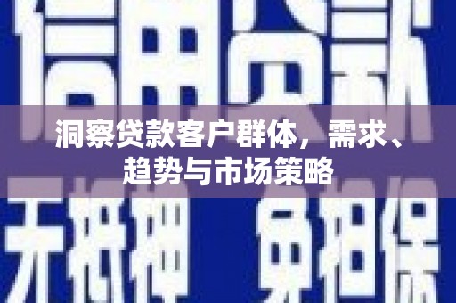 文安洞察贷款客户群体，需求、趋势与市场策略