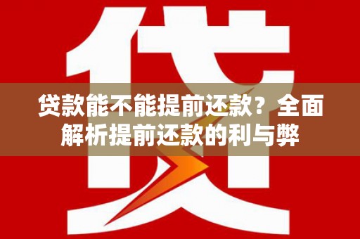 文安贷款能不能提前还款？全面解析提前还款的利与弊
