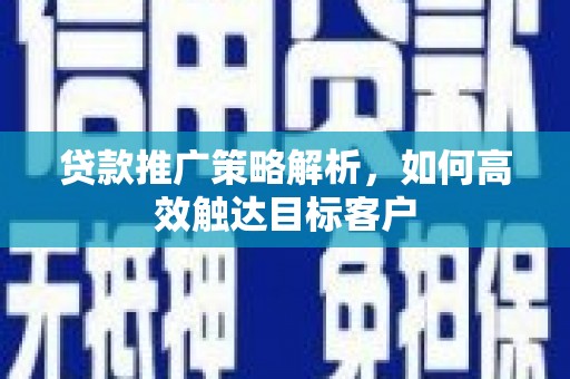 文安贷款推广策略解析，如何高效触达目标客户