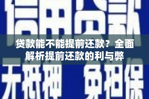 文安贷款能不能提前还款？全面解析提前还款的利与弊